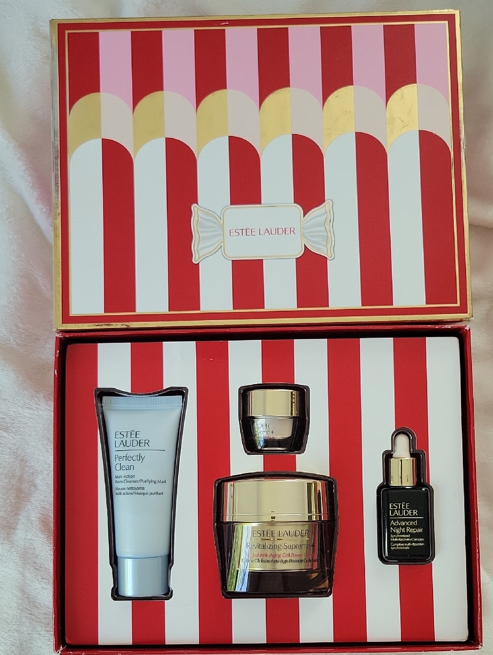 Estee Lauder Red & White Striped Skincare Gift Set